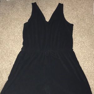 Black terry cloth romper